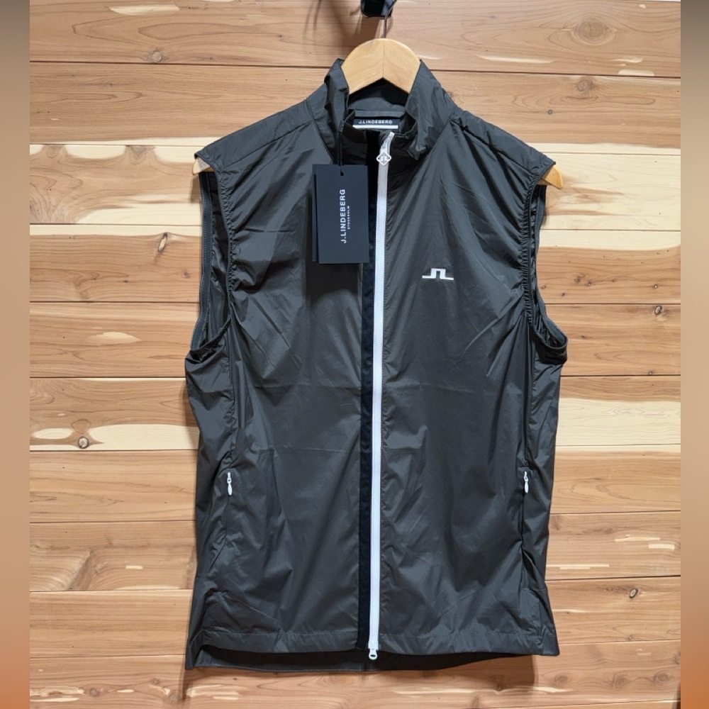 NEW Men’s J. LINDEBERG Stockholm Packable Ash Grey Golf Shell Vest Shell NWT